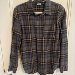 Gray and Brown Plaid Vans Flannel, Size Small